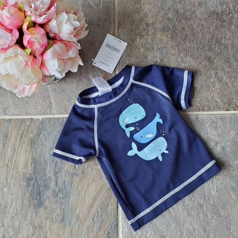 NWT Gymboree Whale Rash Guard (0-3M)